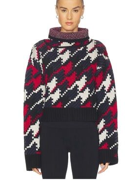 Perfect Moment Houndstooth Merino Wool Turtleneck Sweater XL  Ski Luxury